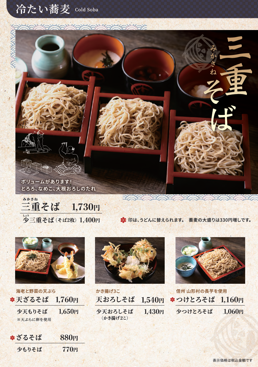 冷たいお蕎麦（昼食）